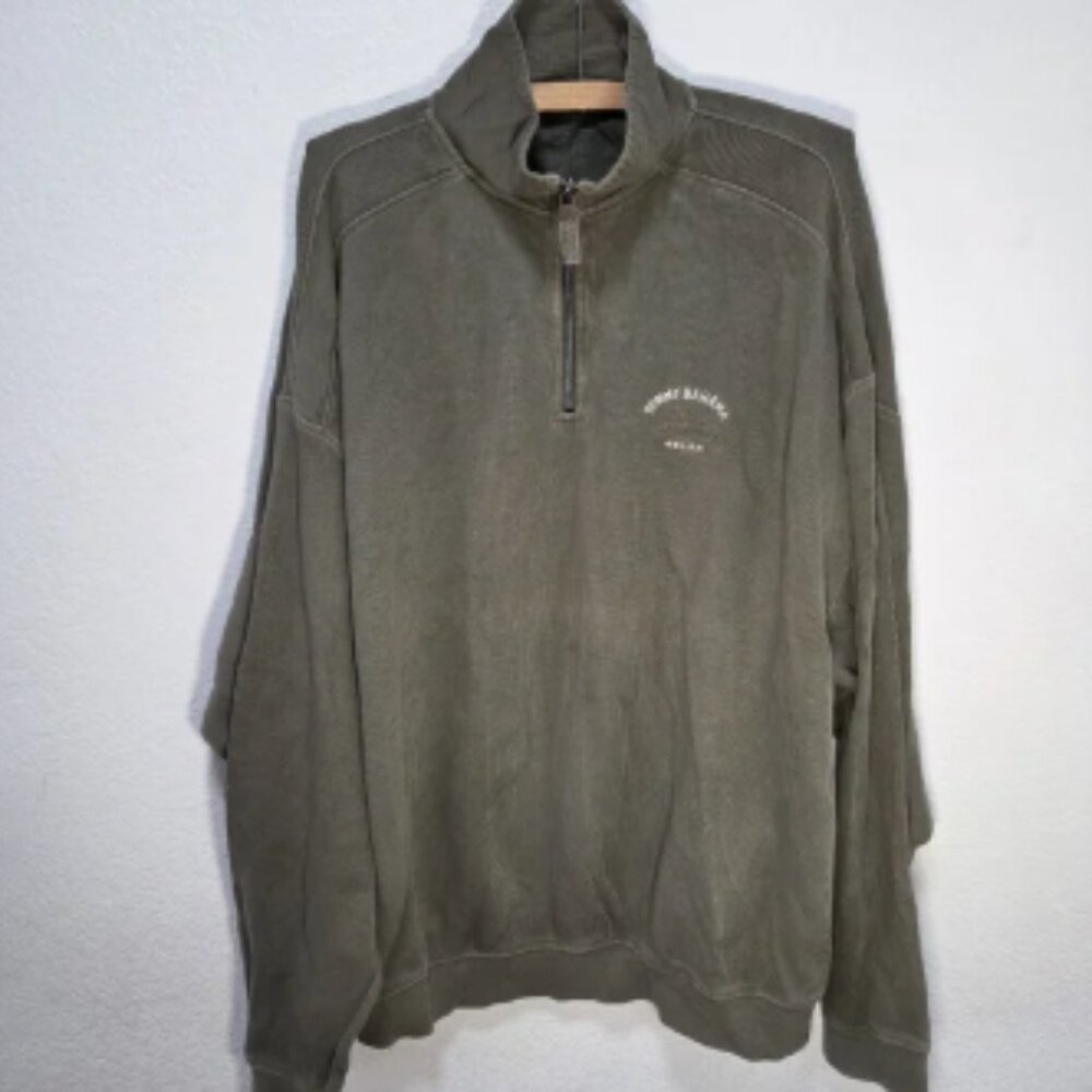 Tommy Bahama Relax Size XL Olive Green 1/4 Zip Pullover Sweater Sweatshirt Men's
